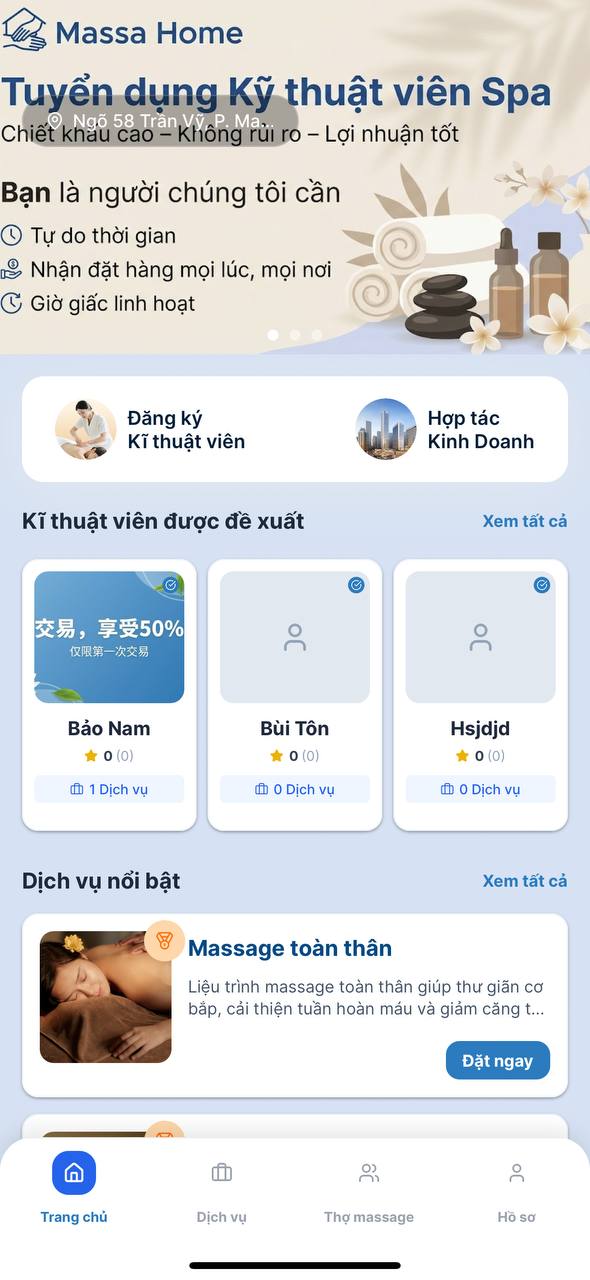 NHM Spa App Mockup